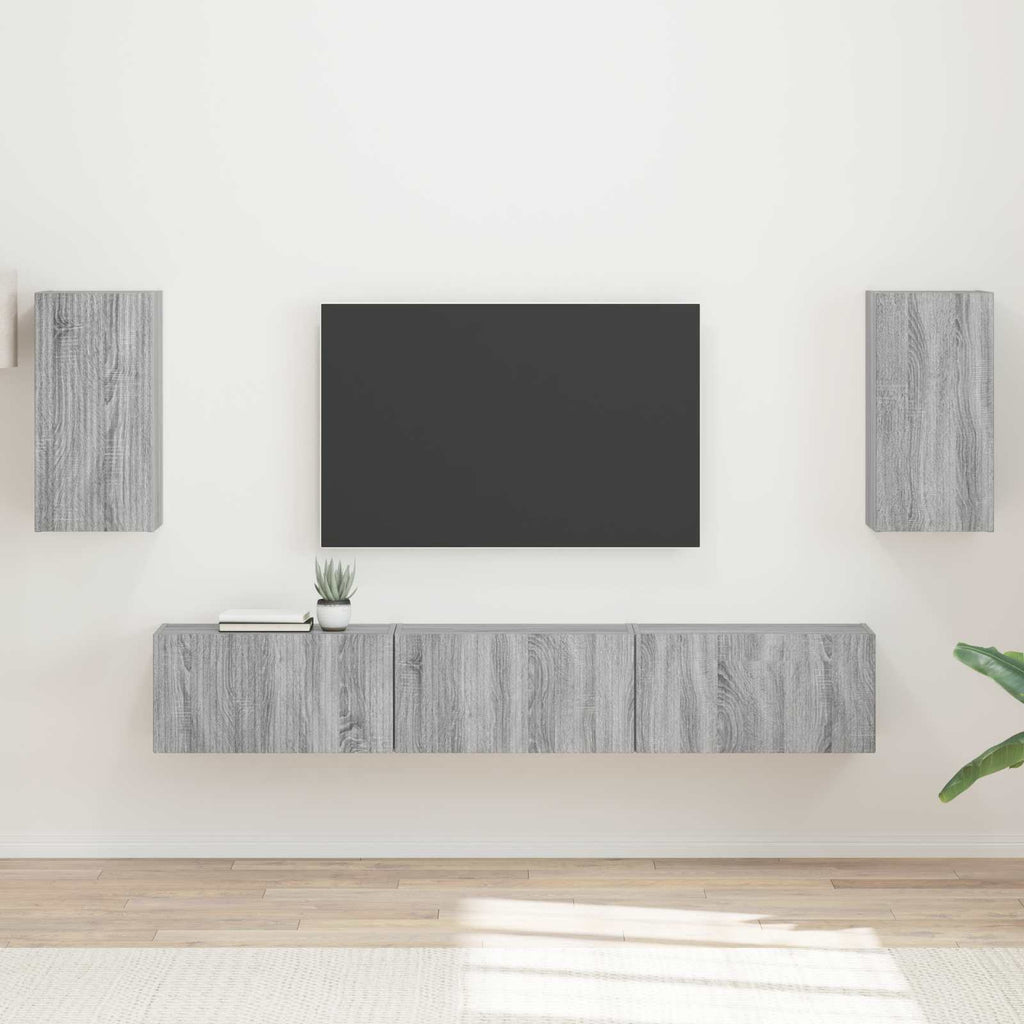 vidaXL Zestaw szafek RTV 5 pcs Szary Sonoma Materiał drewnopochodny