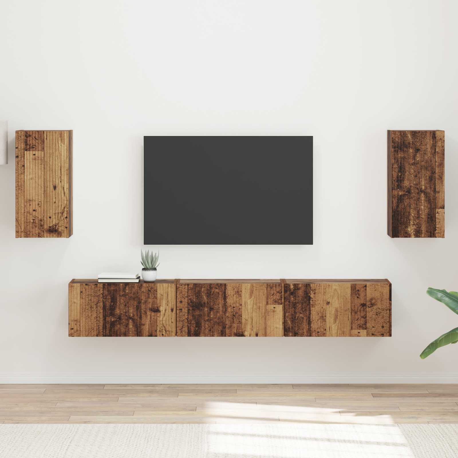 vidaXL Zestaw szafek RTV 5 pcs Stare drewno Materiał drewnopochodny