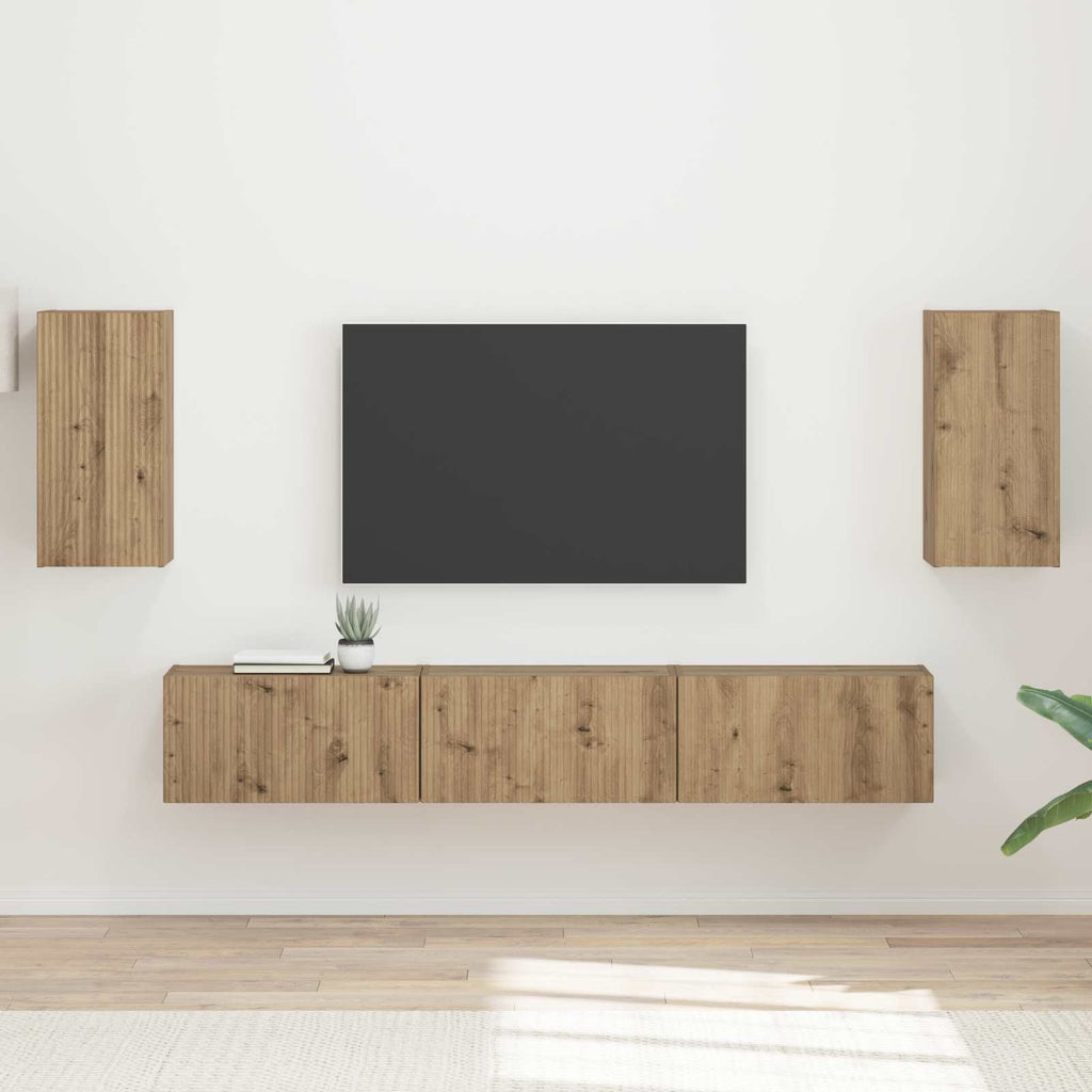 vidaXL Zestaw szafek RTV Montowane na ścianie 5 pcs Dąb rzemieślniczy