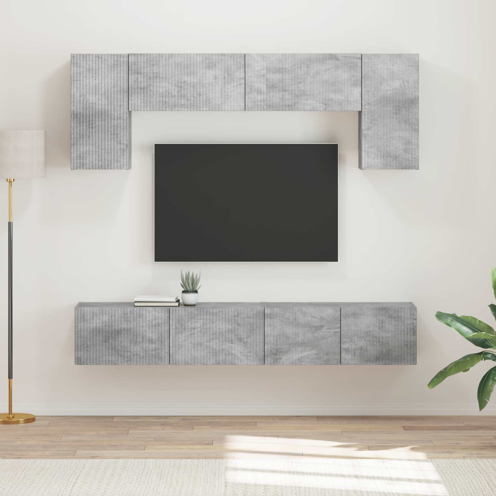 vidaXL Zestaw szafek RTV 4 pcs Betonowy szary Materiał drewnopochodny