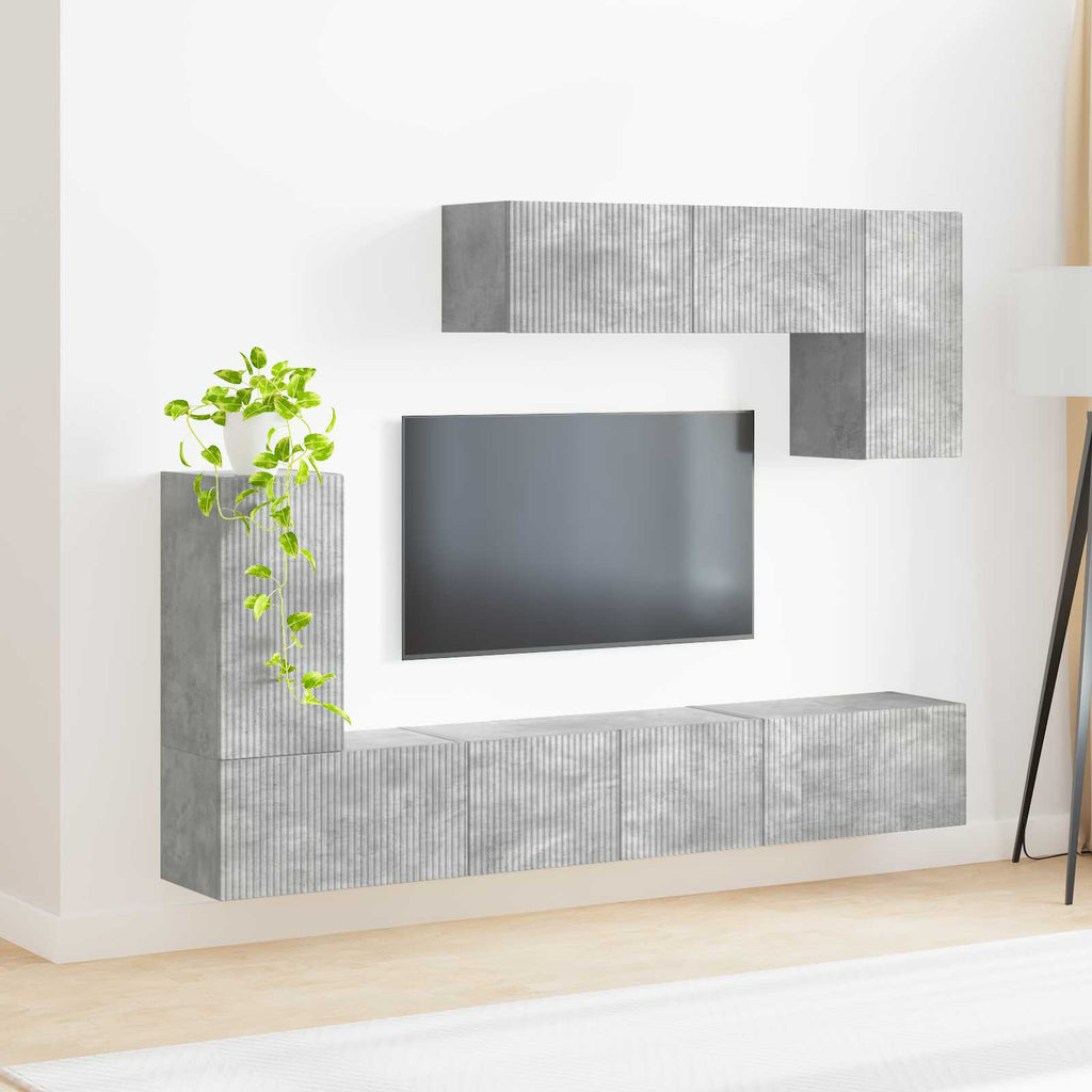 vidaXL Zestaw szafek RTV 4 pcs Betonowy szary Materiał drewnopochodny