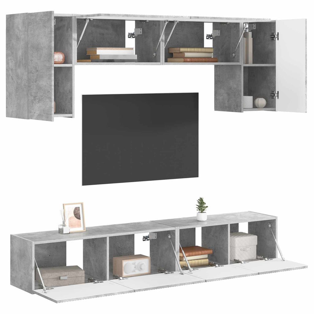 vidaXL Zestaw szafek RTV 4 pcs Betonowy szary Materiał drewnopochodny