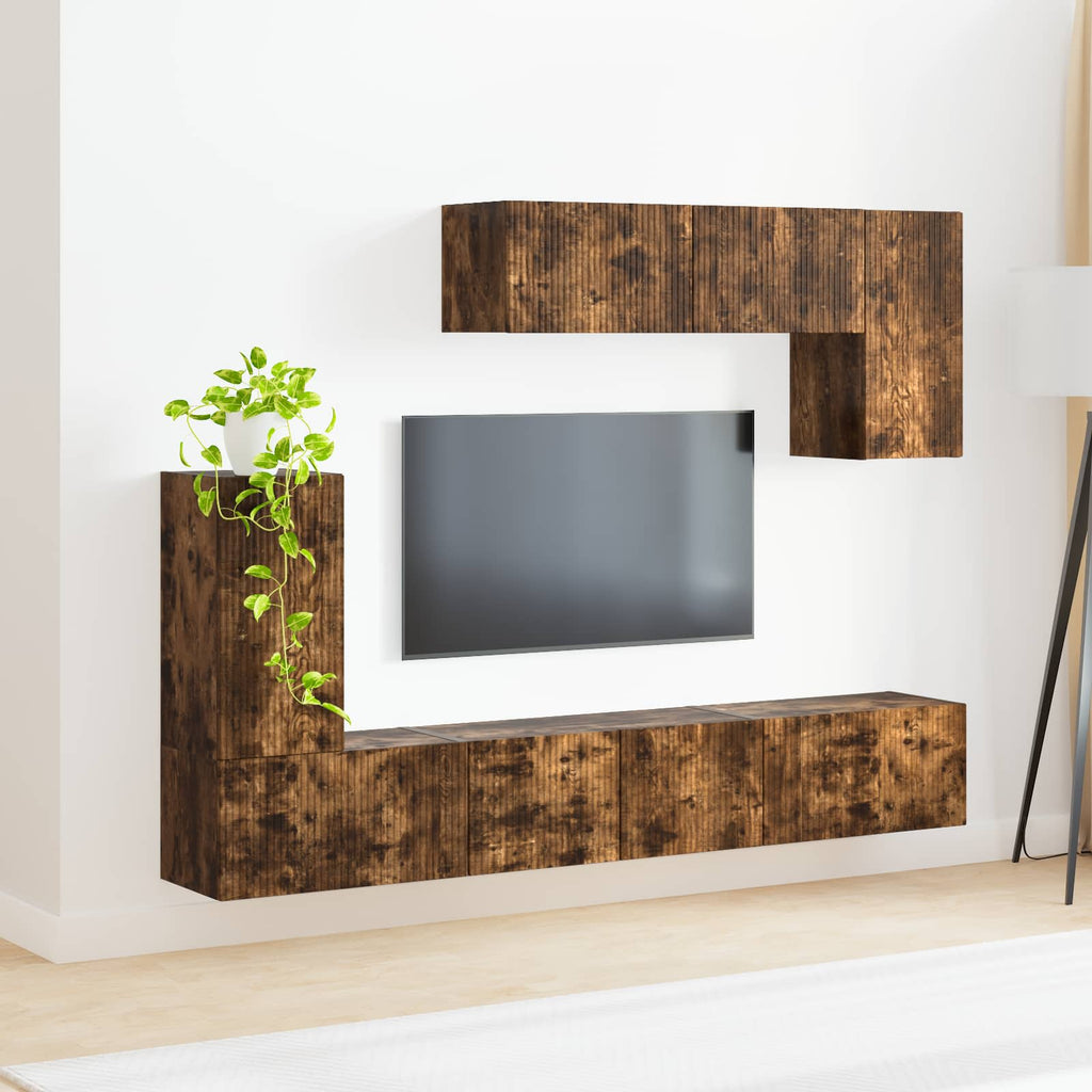 vidaXL Zestaw szafek RTV 4 pcs Dąb wędzony Materiał drewnopochodny