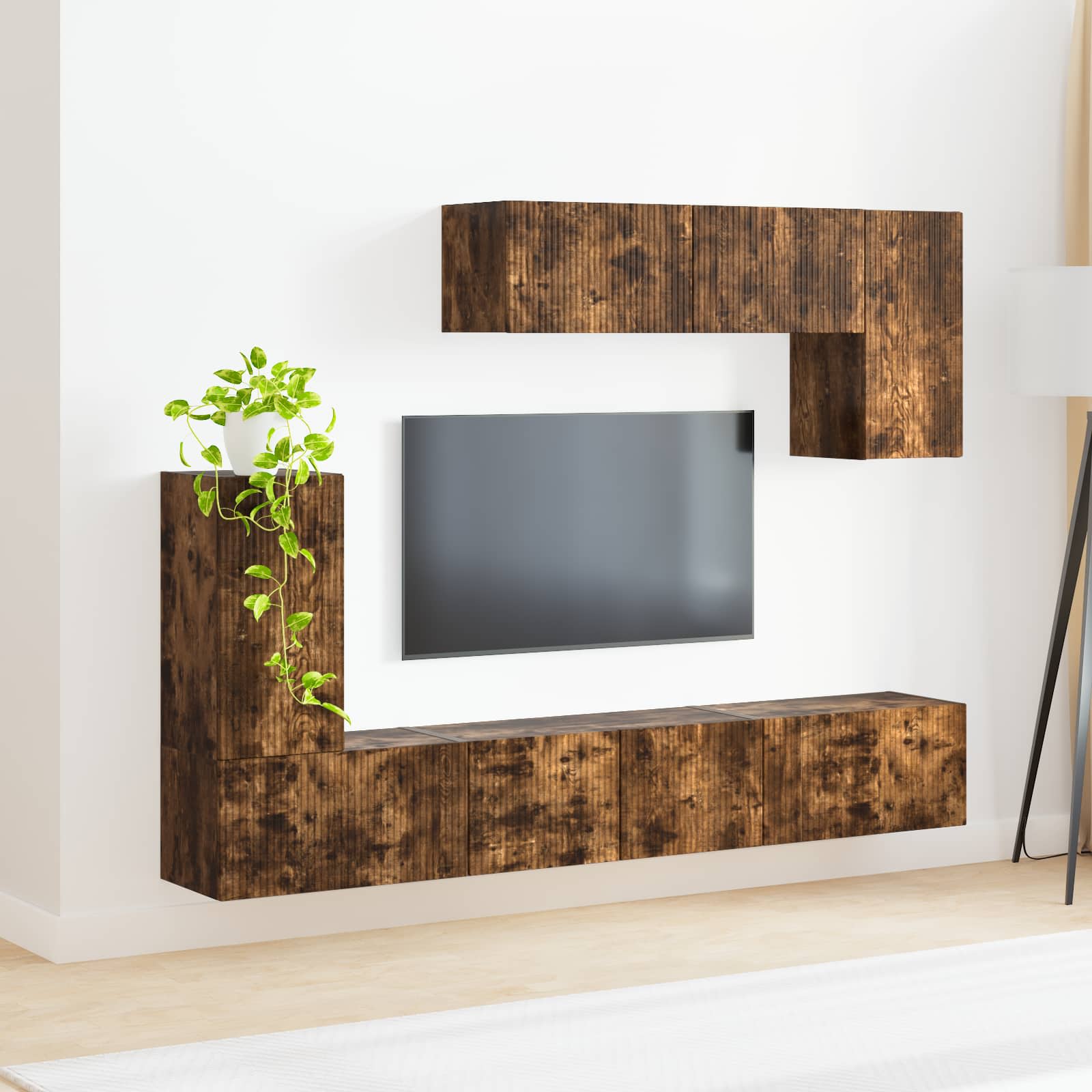 vidaXL Zestaw szafek RTV 4 pcs Dąb wędzony Materiał drewnopochodny