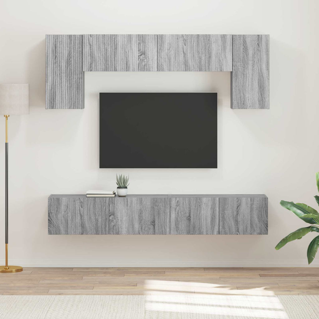 vidaXL Zestaw szafek RTV 4 pcs Szary Sonoma Materiał drewnopochodny