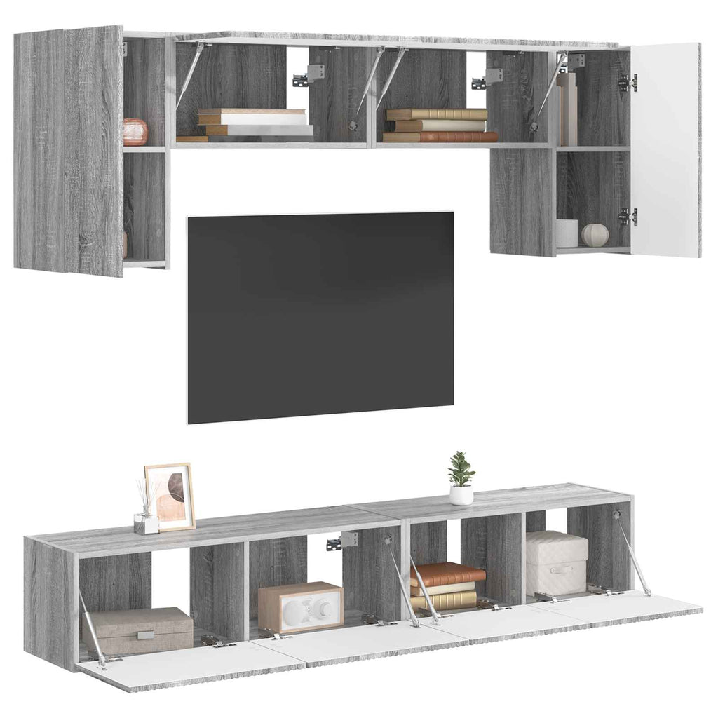 vidaXL Zestaw szafek RTV 4 pcs Szary Sonoma Materiał drewnopochodny