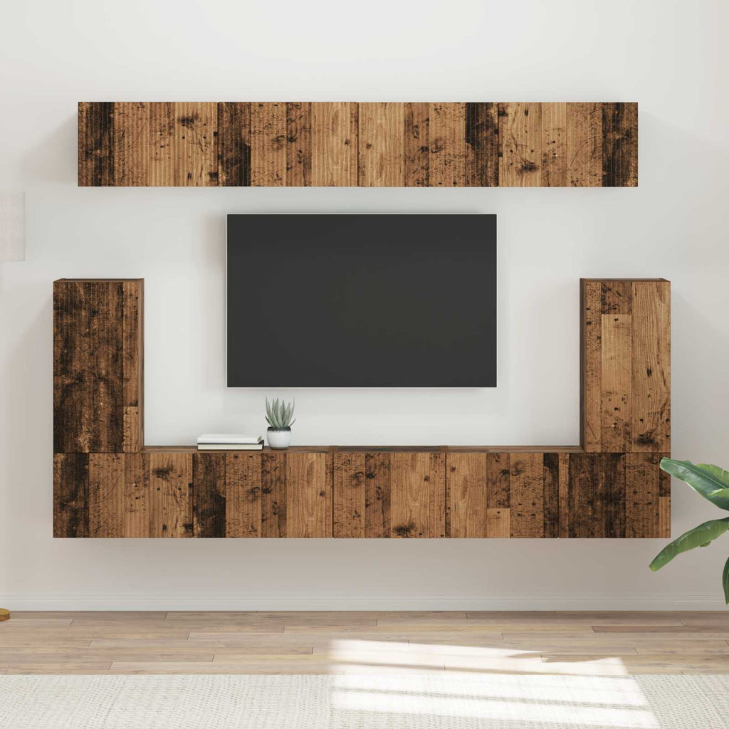 vidaXL Zestaw szafek RTV 5 pcs Stare drewno Materiał drewnopochodny