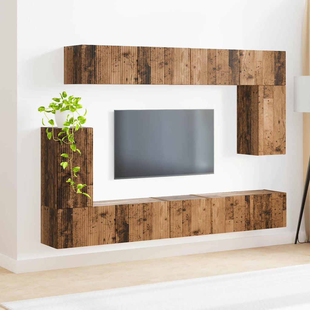 vidaXL Zestaw szafek RTV 5 pcs Stare drewno Materiał drewnopochodny