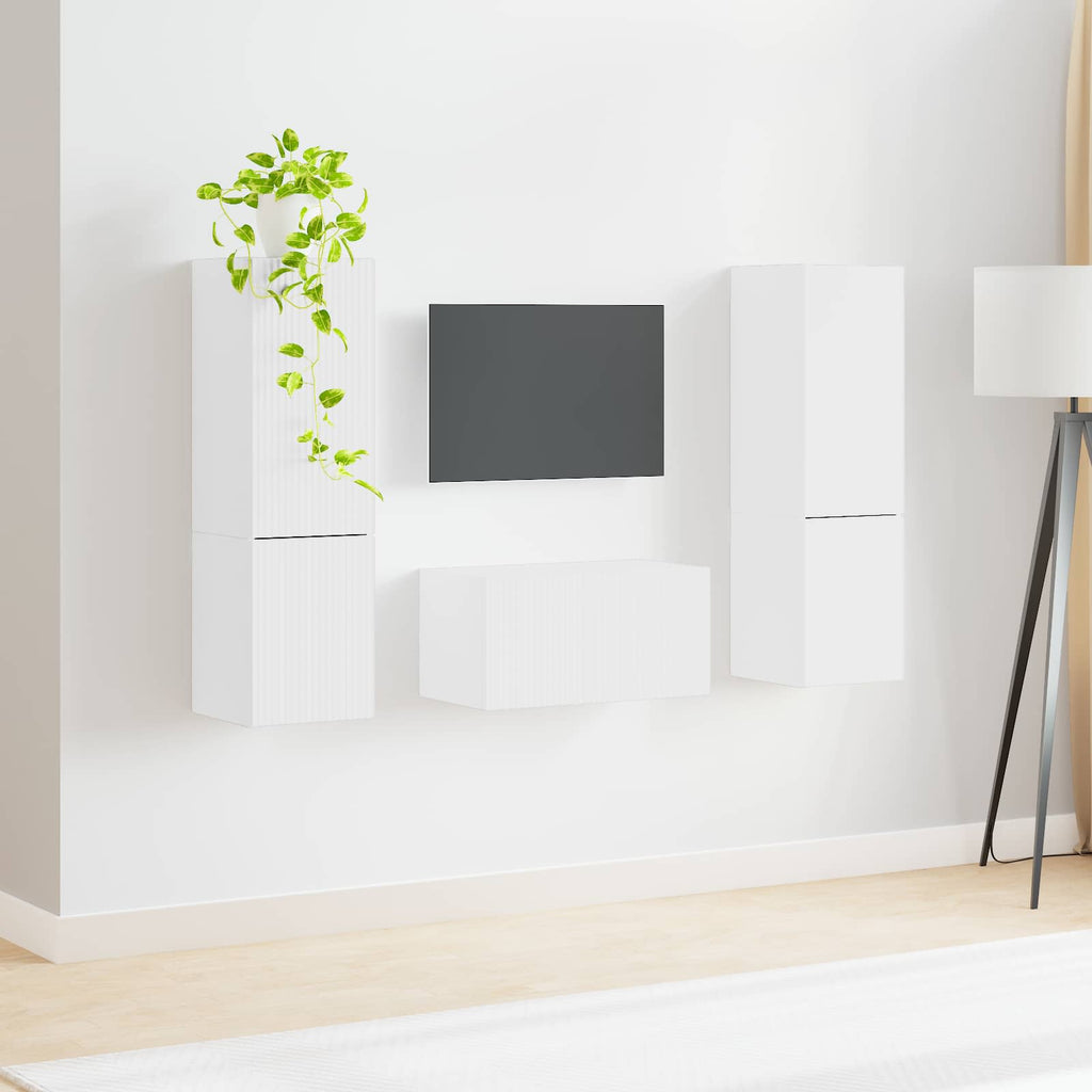 vidaXL Zestaw szafek RTV 5 pcs Biały Materiał drewnopochodny