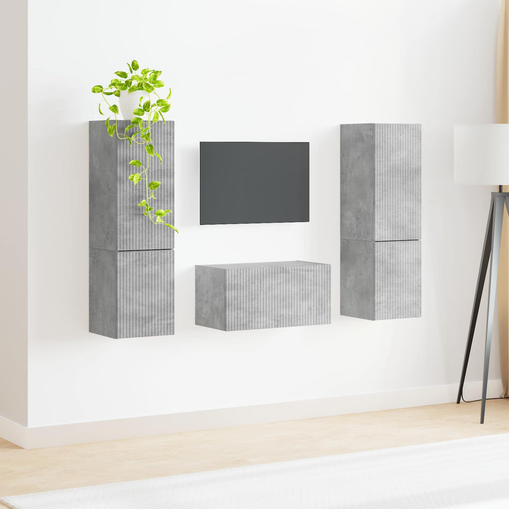 vidaXL Zestaw szafek RTV 5 pcs Betonowy szary Materiał drewnopochodny