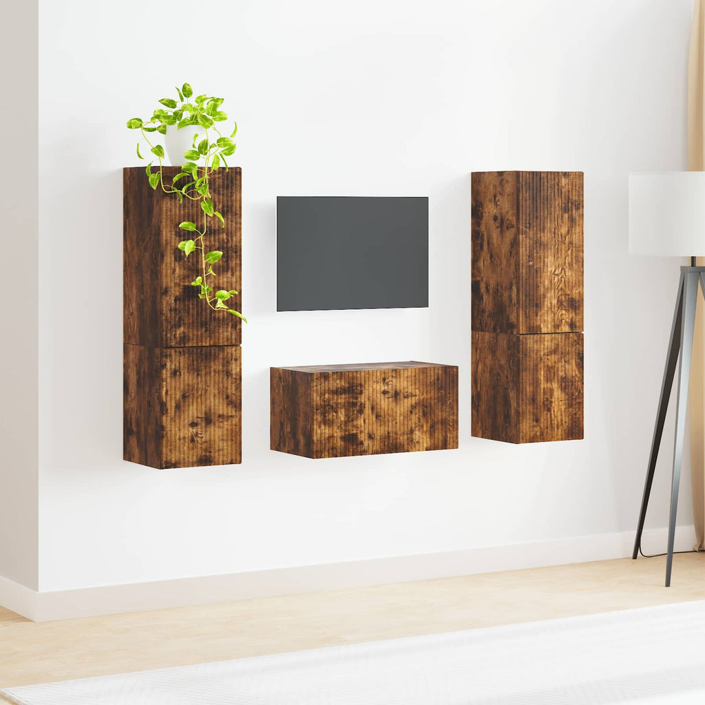 vidaXL Zestaw szafek RTV 5 pcs Dąb wędzony Materiał drewnopochodny