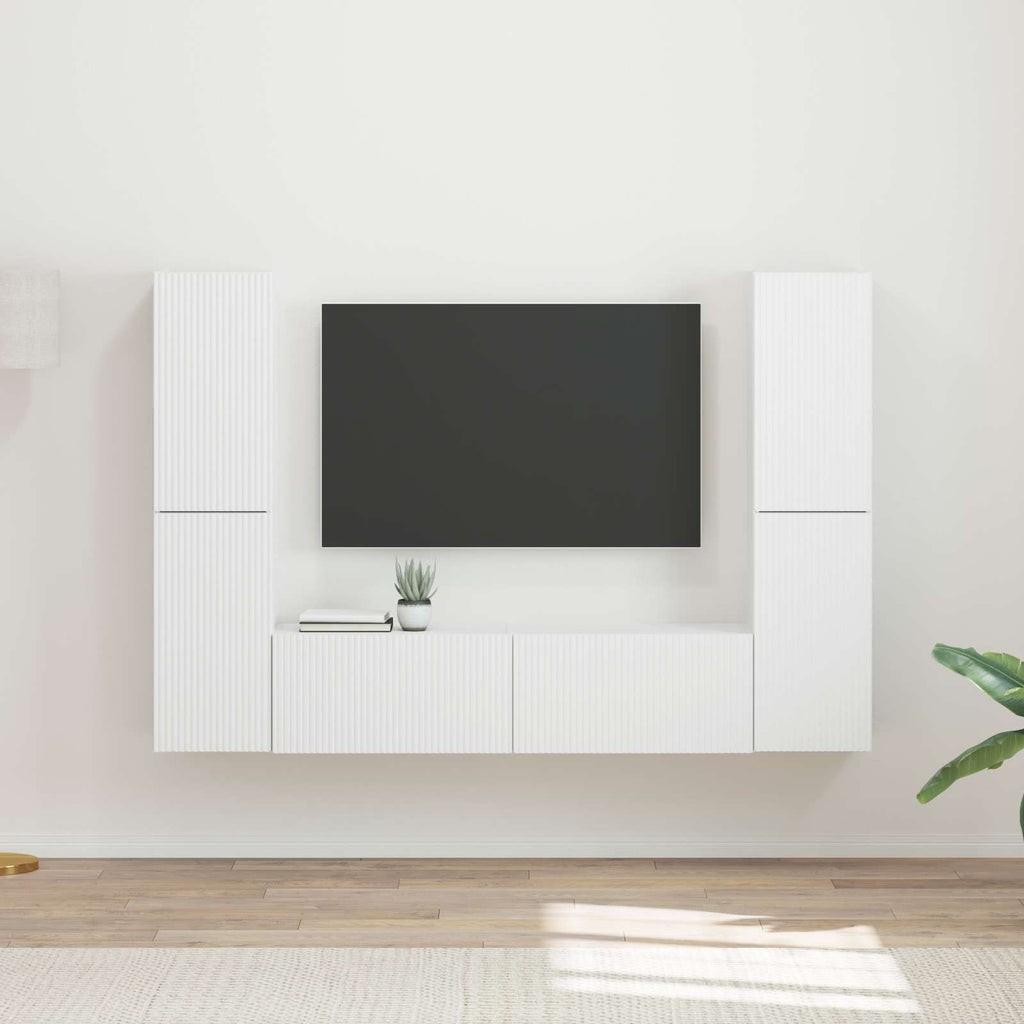 vidaXL Zestaw szafek RTV 6 pcs Biały Materiał drewnopochodny