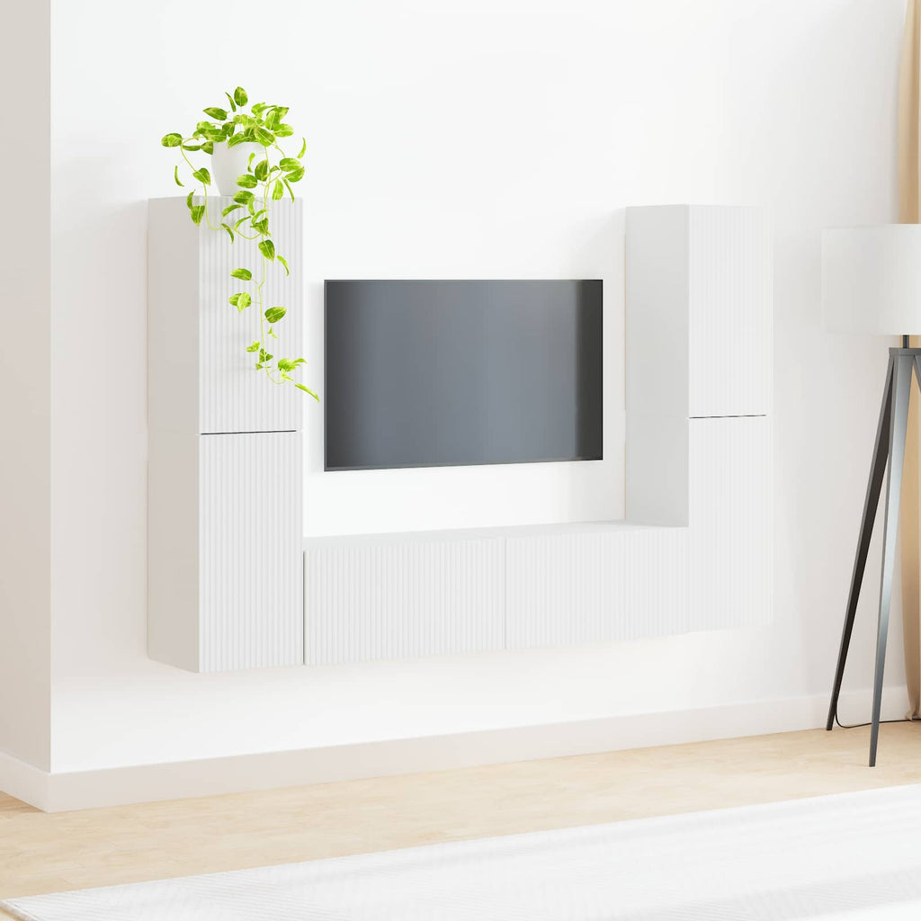 vidaXL Zestaw szafek RTV 6 pcs Biały Materiał drewnopochodny