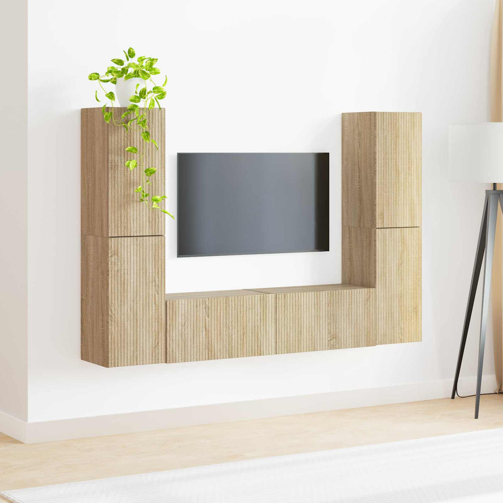 vidaXL Zestaw szafek RTV 6 pcs Dąb Sonoma Materiał drewnopochodny