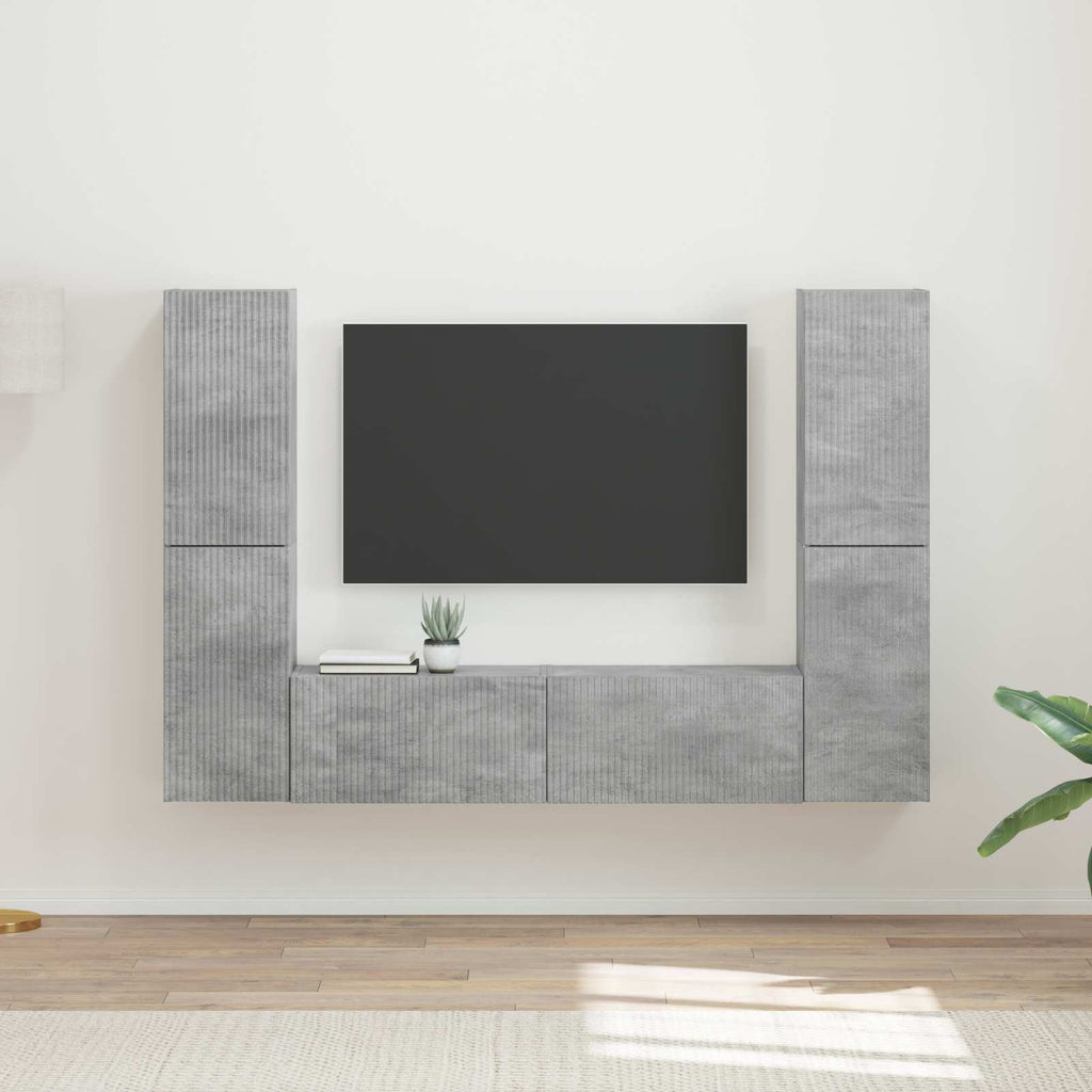 vidaXL Zestaw szafek RTV 6 pcs Betonowy szary Materiał drewnopochodny