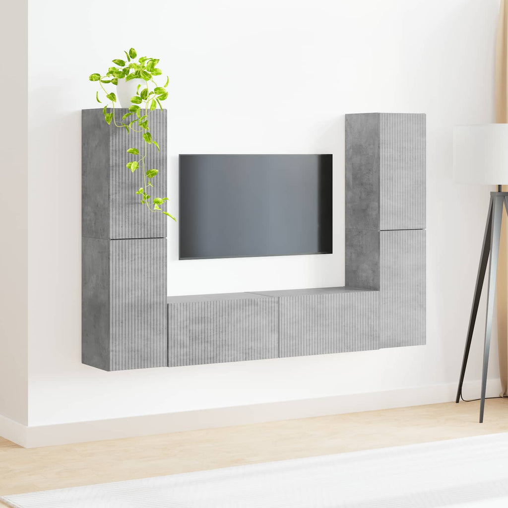 vidaXL Zestaw szafek RTV 6 pcs Betonowy szary Materiał drewnopochodny