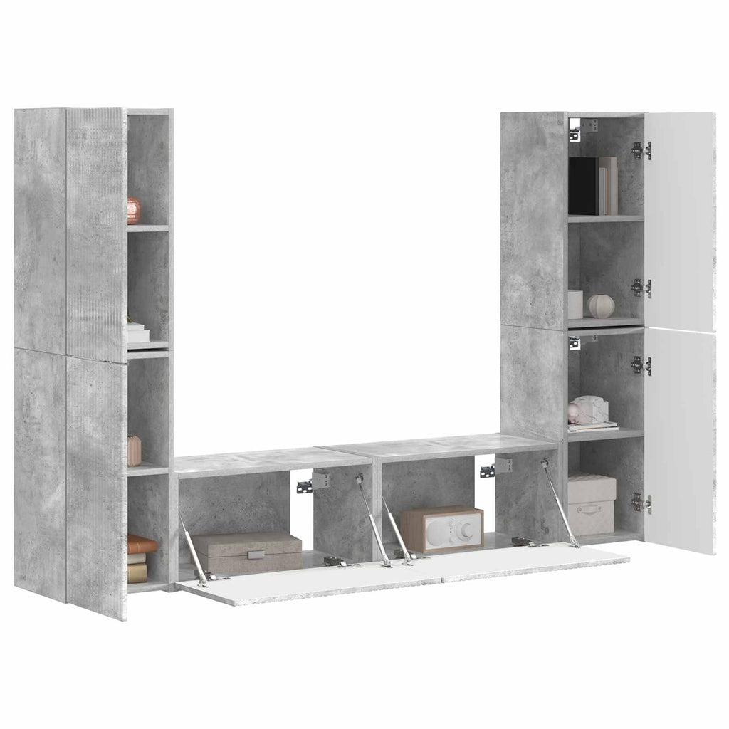 vidaXL Zestaw szafek RTV 6 pcs Betonowy szary Materiał drewnopochodny