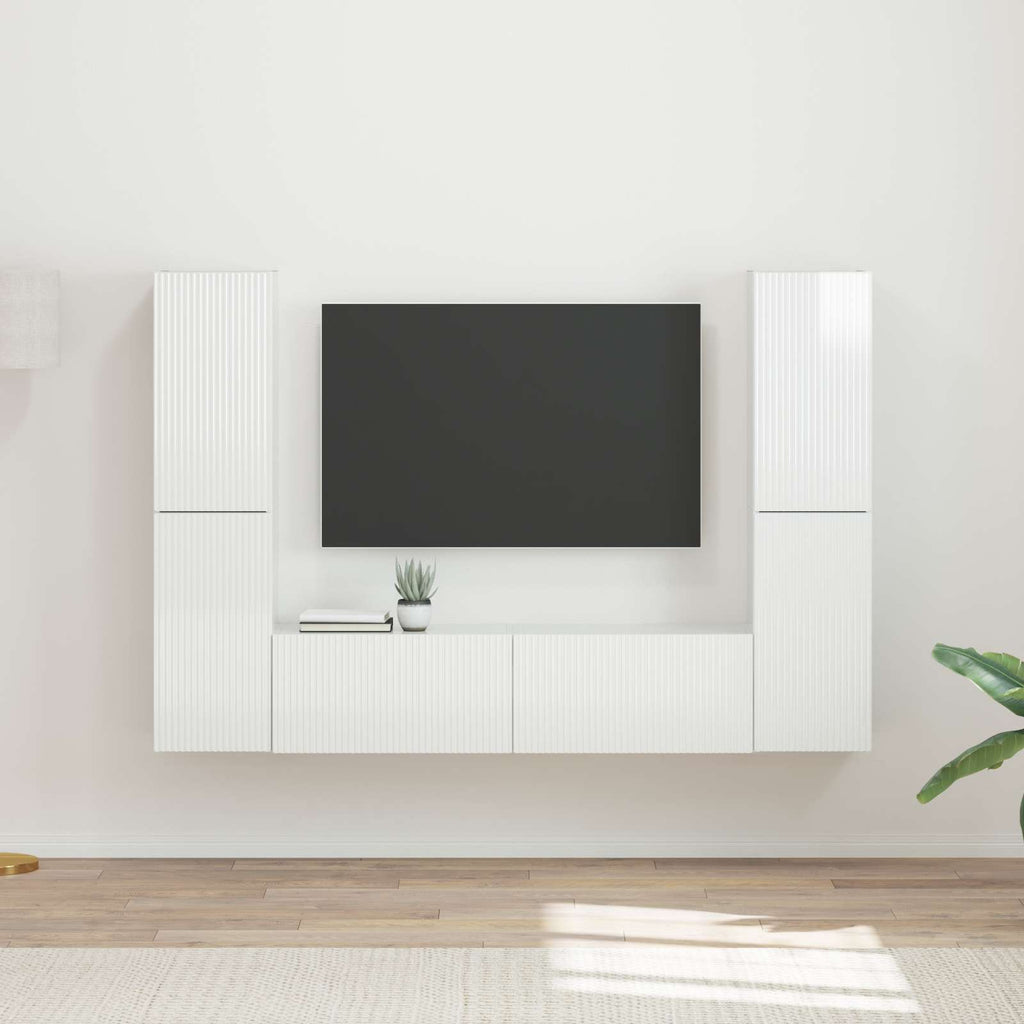 vidaXL Zestaw szafek RTV 6 pcs Wysoki połysk biały