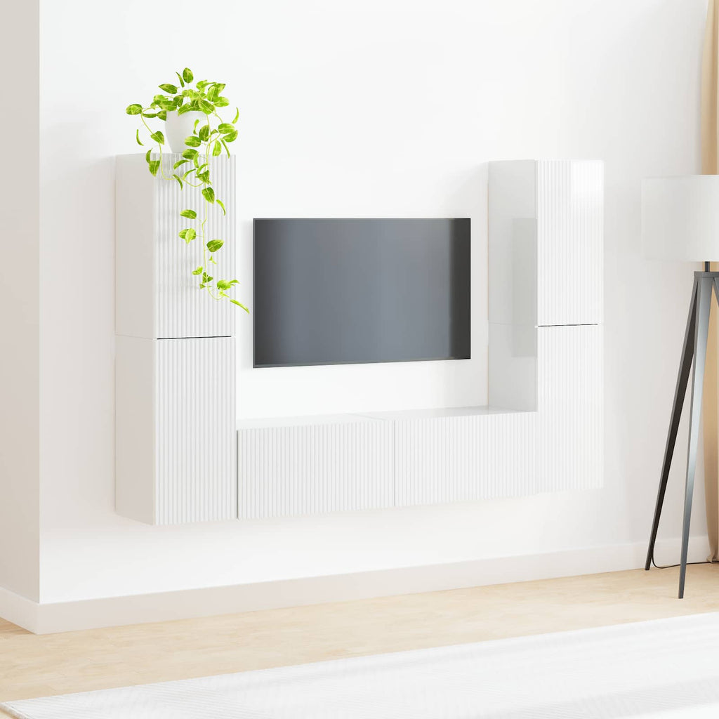 vidaXL Zestaw szafek RTV 6 pcs Wysoki połysk biały