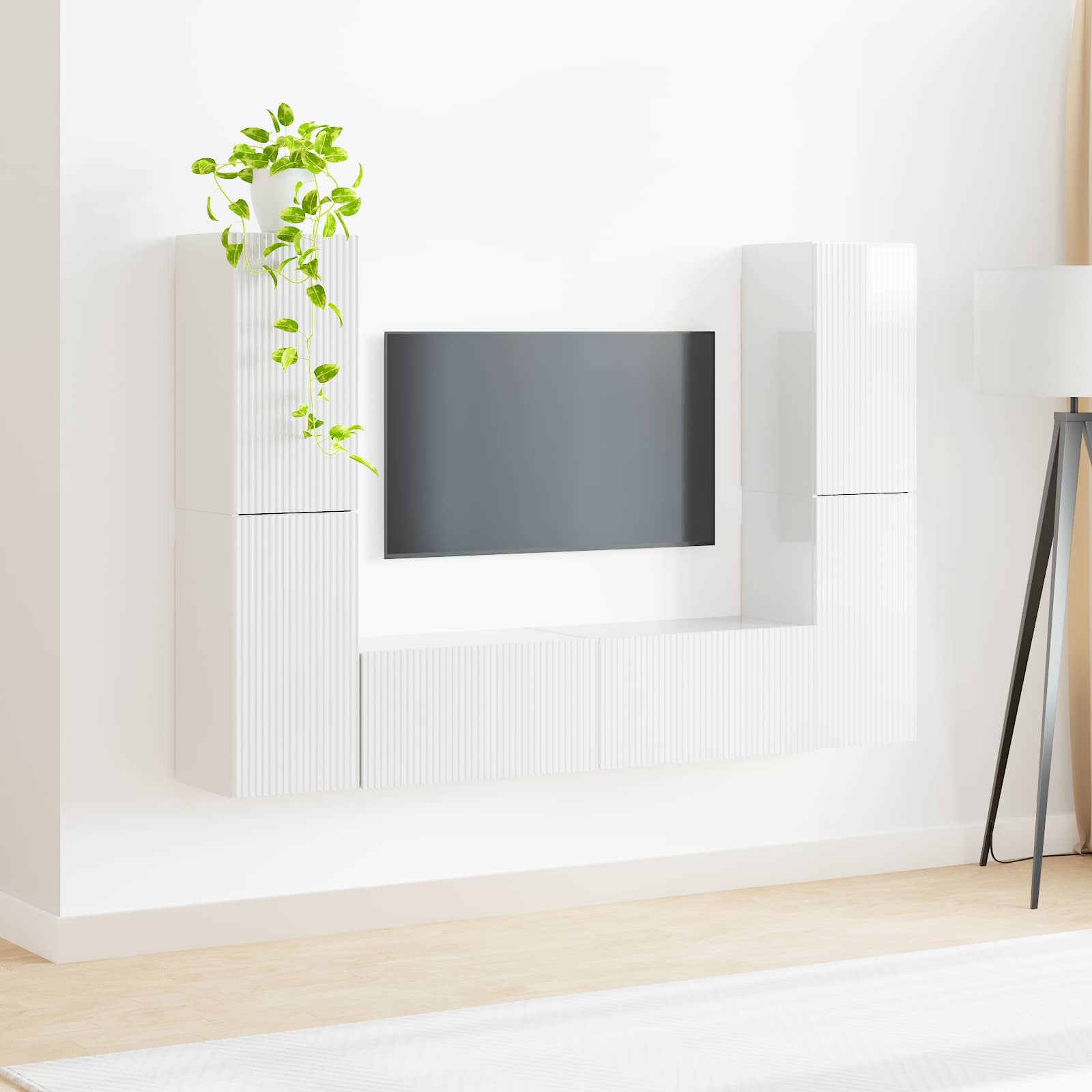 vidaXL Zestaw szafek RTV 6 pcs Wysoki połysk biały