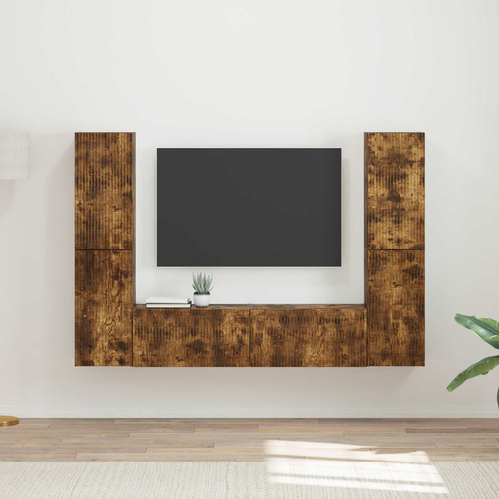 vidaXL Zestaw szafek RTV 6 pcs Dąb wędzony Materiał drewnopochodny