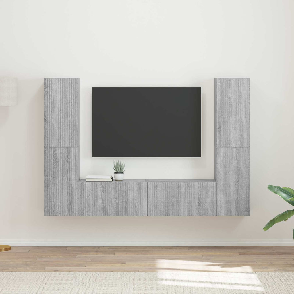 vidaXL Zestaw szafek RTV 6 pcs Szary Sonoma Materiał drewnopochodny