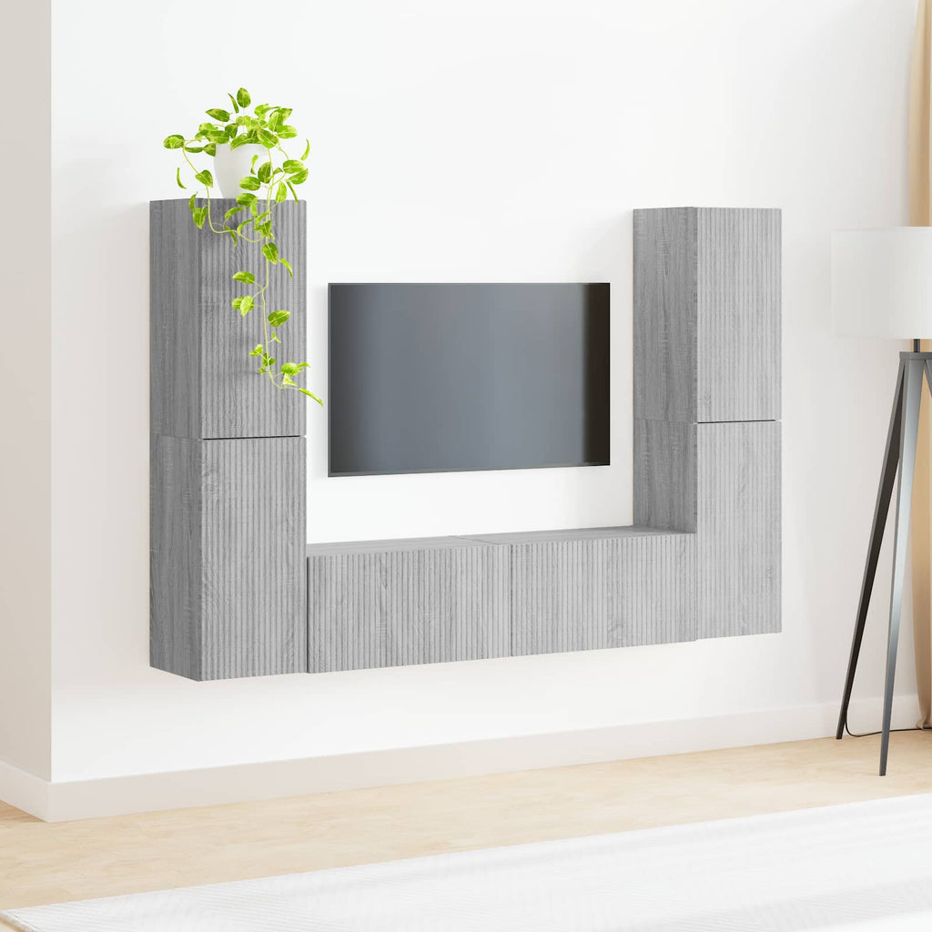 vidaXL Zestaw szafek RTV 6 pcs Szary Sonoma Materiał drewnopochodny