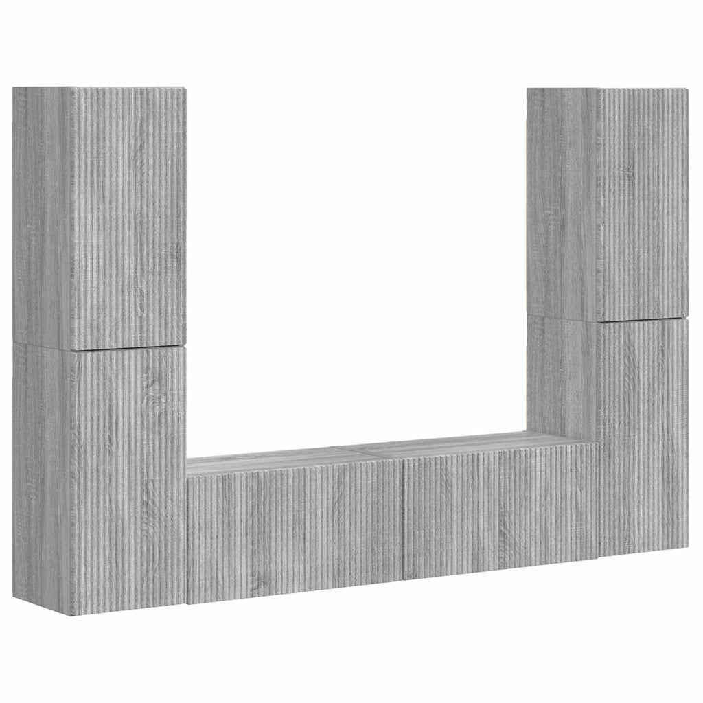 vidaXL Zestaw szafek RTV 6 pcs Szary Sonoma Materiał drewnopochodny