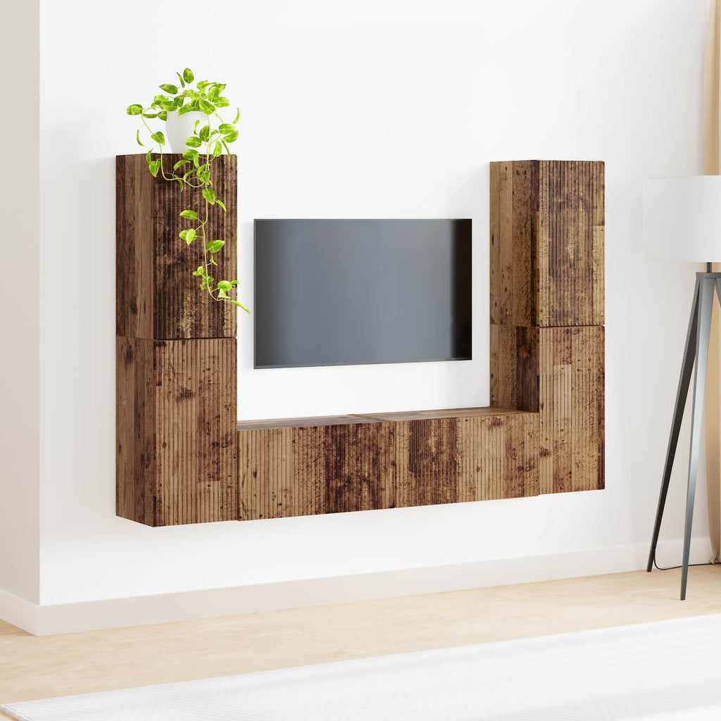 vidaXL Zestaw szafek RTV 6 pcs Stare drewno Materiał drewnopochodny