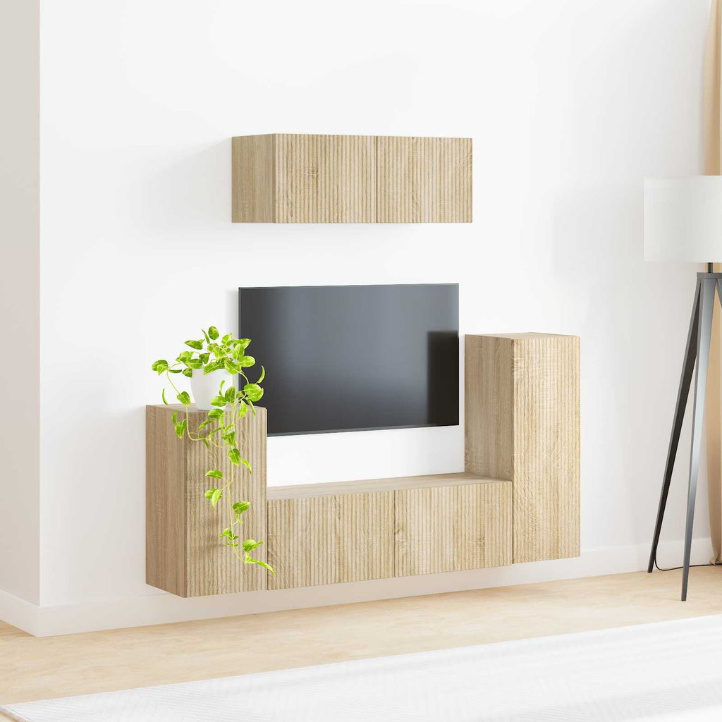 vidaXL Zestaw szafek RTV 4 pcs Dąb Sonoma Materiał drewnopochodny