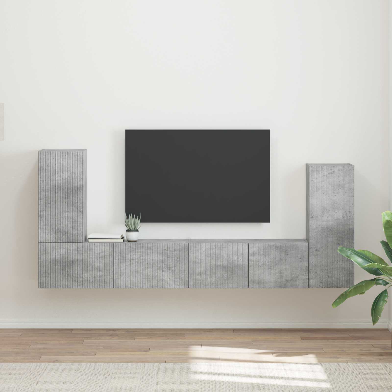 vidaXL Zestaw szafek RTV 4 pcs Betonowy szary Materiał drewnopochodny