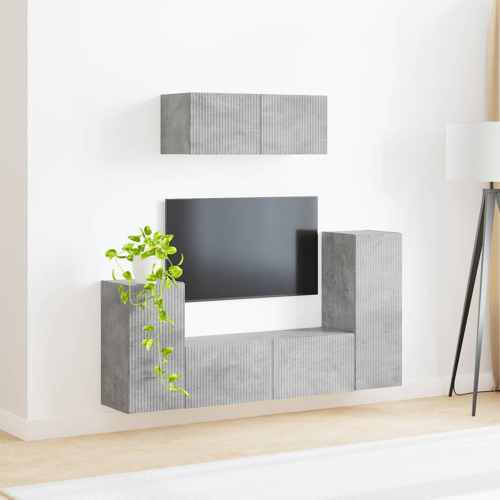 vidaXL Zestaw szafek RTV 4 pcs Betonowy szary Materiał drewnopochodny