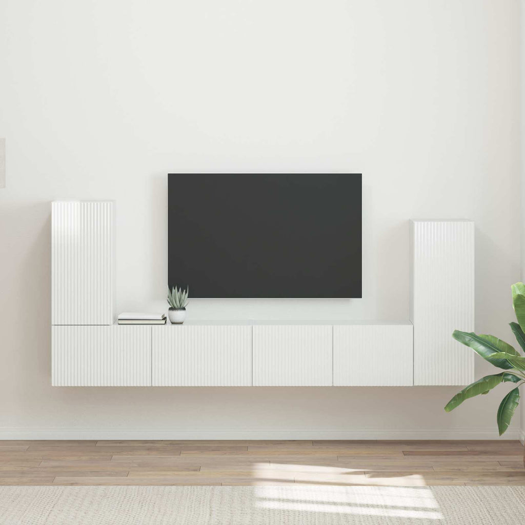 vidaXL Zestaw szafek RTV 4 pcs Wysoki połysk biały