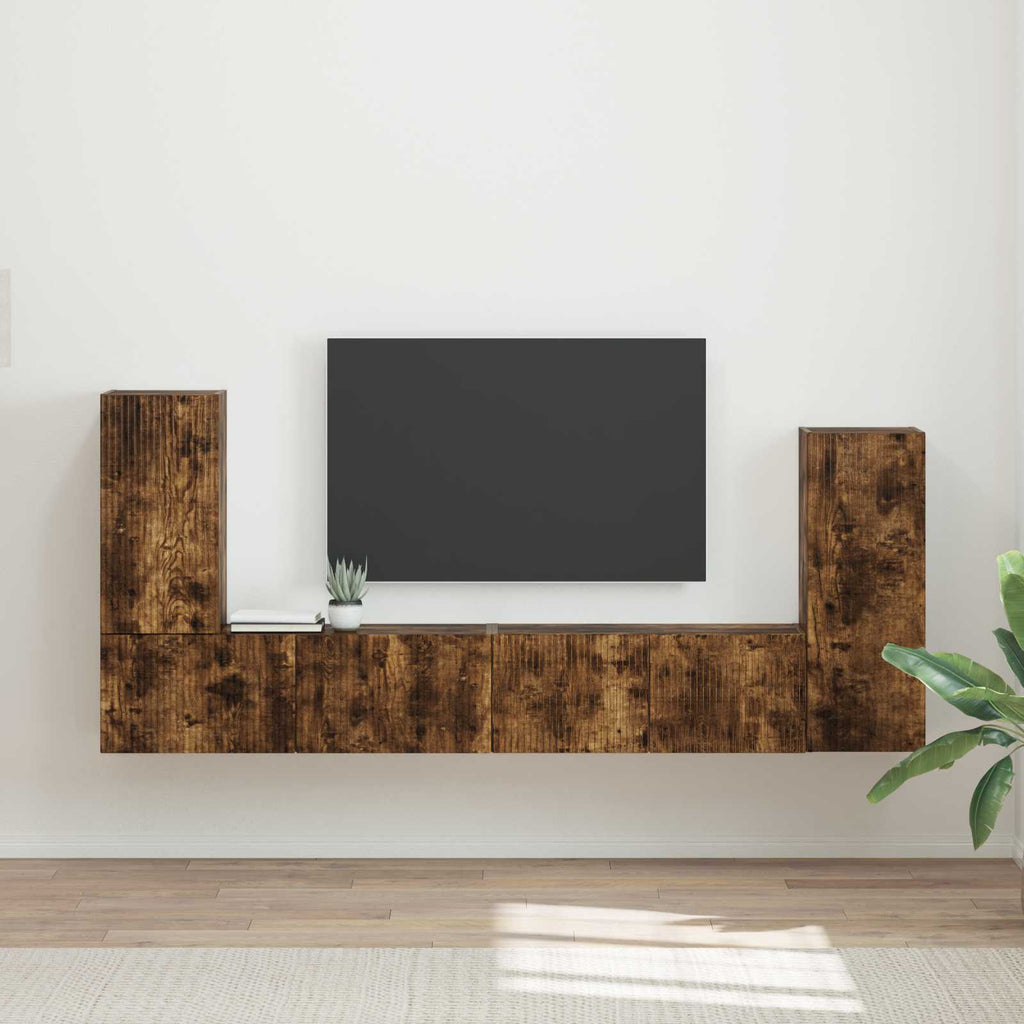 vidaXL Zestaw szafek RTV 4 pcs Dąb wędzony Materiał drewnopochodny