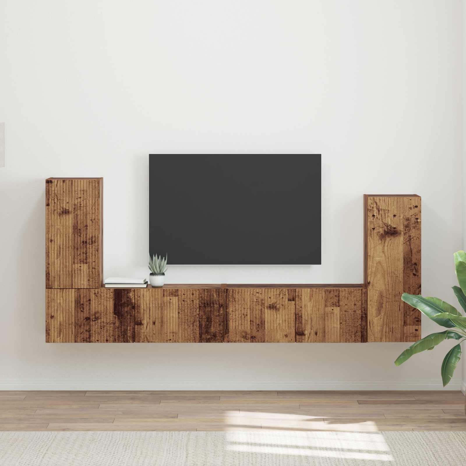 vidaXL Zestaw szafek RTV 4 pcs Stare drewno Materiał drewnopochodny