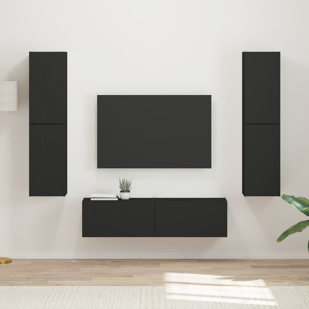 vidaXL Zestaw szafek RTV 6 pcs Czarny Materiał drewnopochodny
