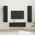 vidaXL Zestaw szafek RTV 6 pcs Czarny Materiał drewnopochodny