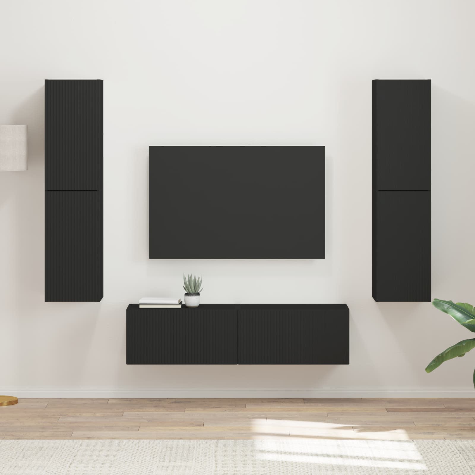 vidaXL Zestaw szafek RTV 6 pcs Czarny Materiał drewnopochodny