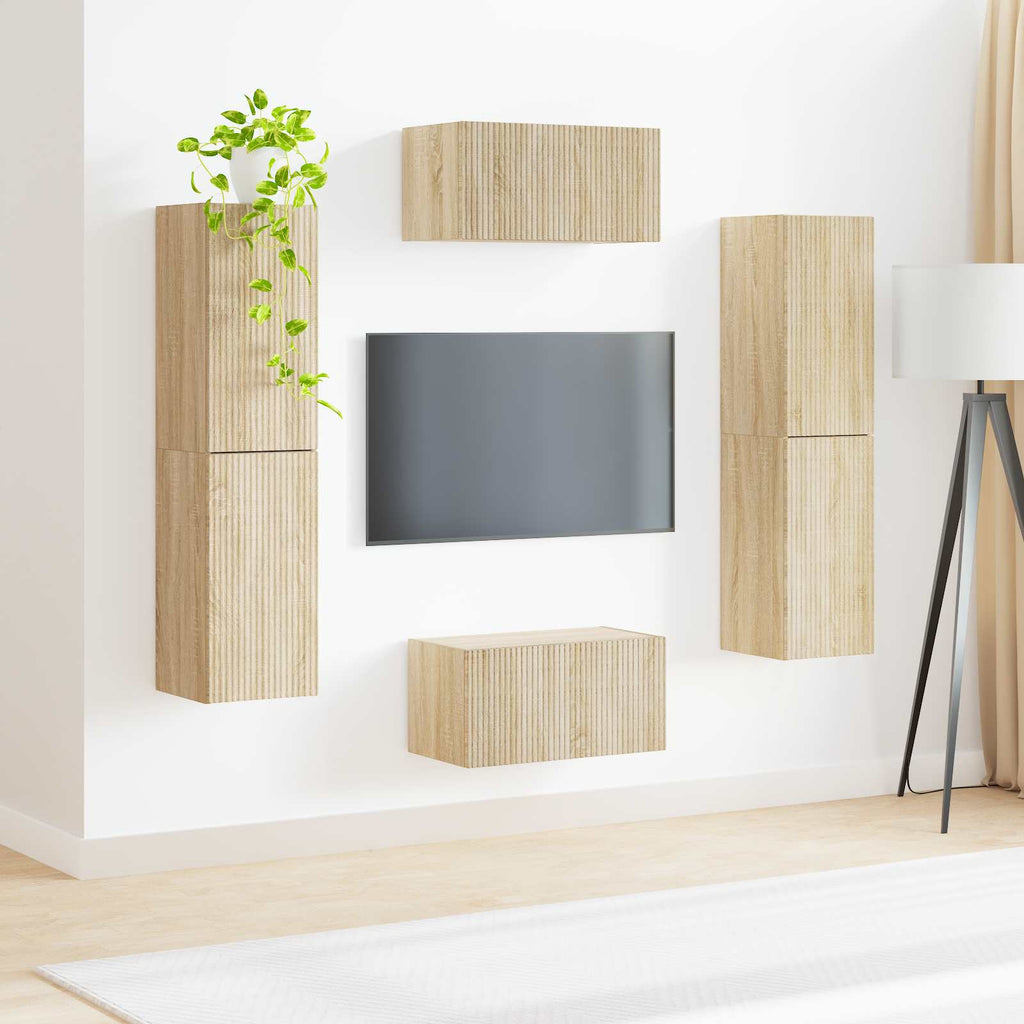 vidaXL Zestaw szafek RTV 6 pcs Dąb Sonoma Materiał drewnopochodny