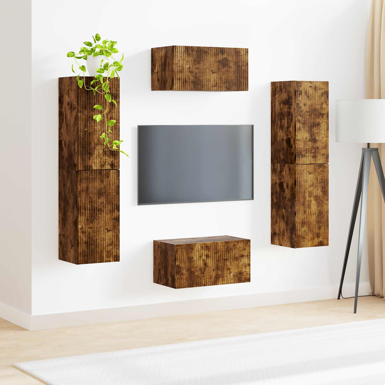 vidaXL Zestaw szafek RTV 6 pcs Dąb wędzony Materiał drewnopochodny