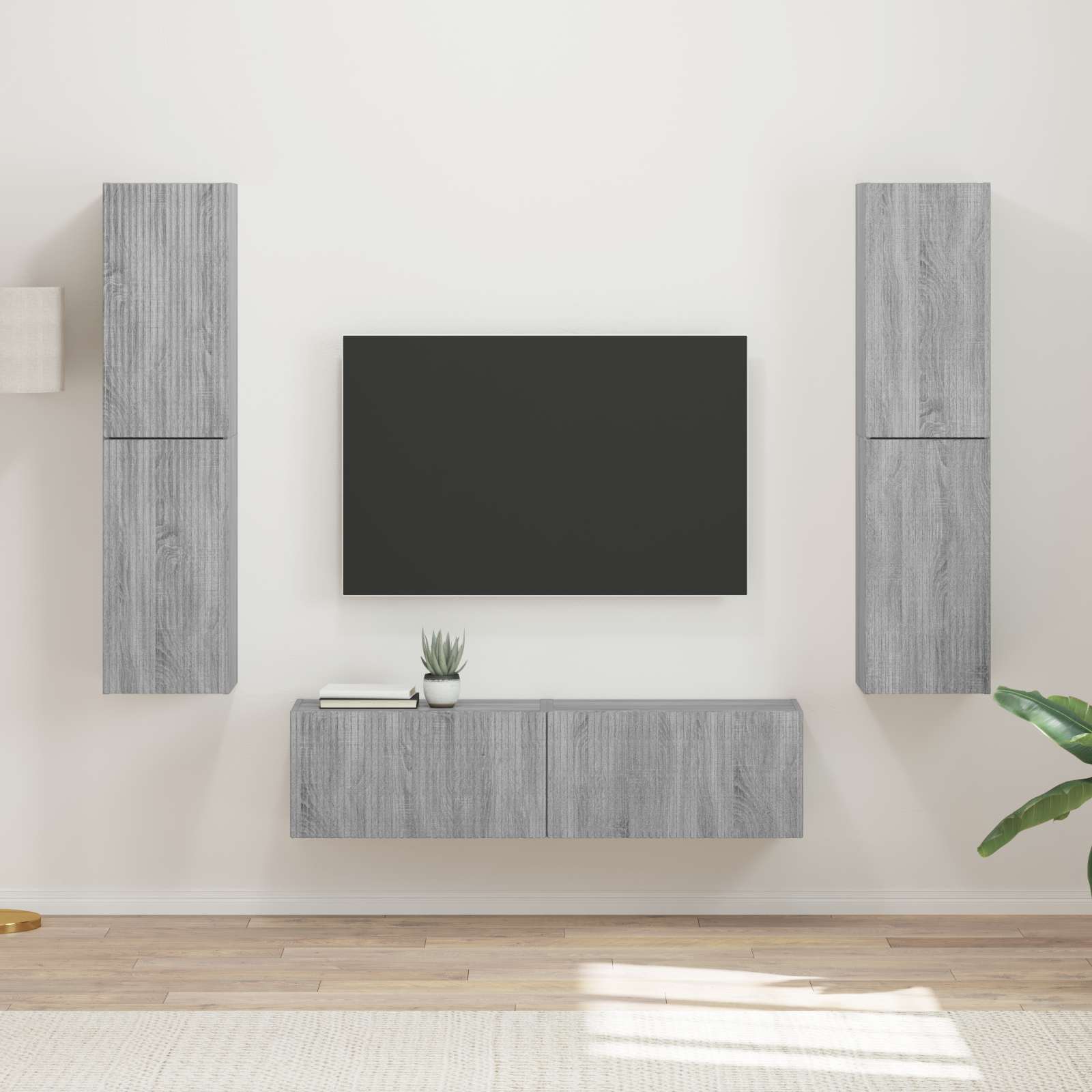 vidaXL Zestaw szafek RTV 6 pcs Szary Sonoma Materiał drewnopochodny