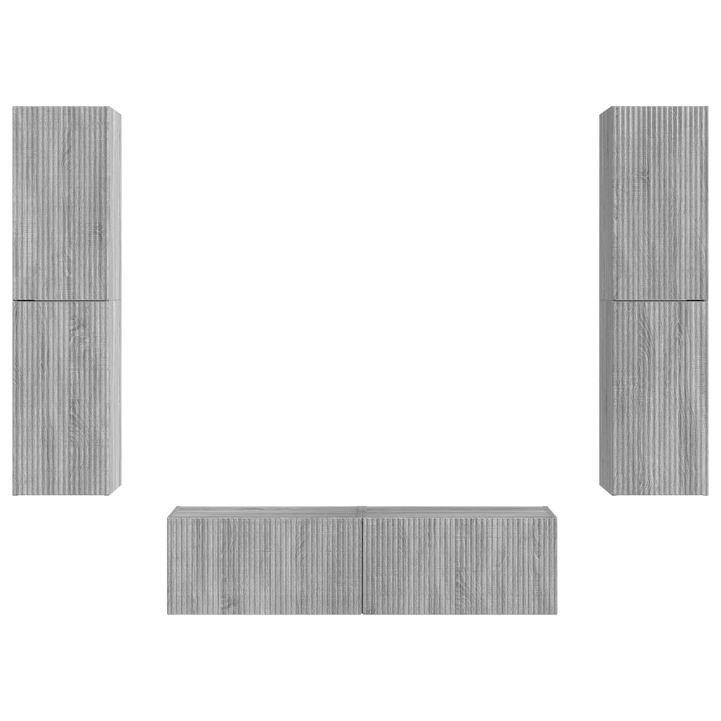 vidaXL Zestaw szafek RTV 6 pcs Szary Sonoma Materiał drewnopochodny