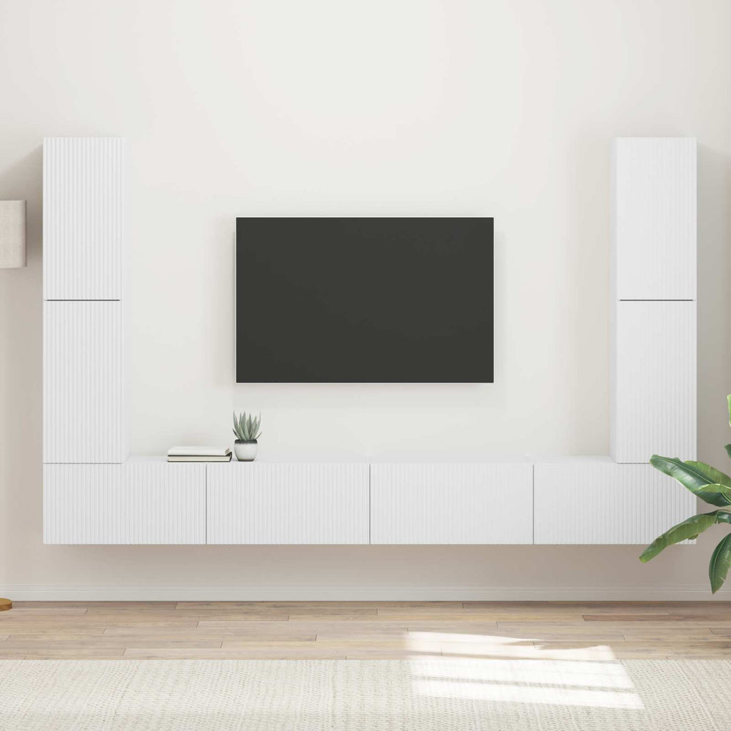 vidaXL Zestaw szafek RTV 8 pcs Biały Materiał drewnopochodny