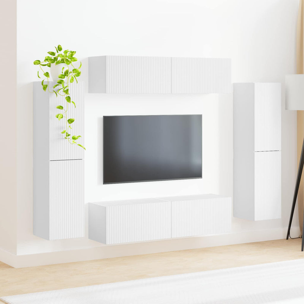vidaXL Zestaw szafek RTV 8 pcs Biały Materiał drewnopochodny