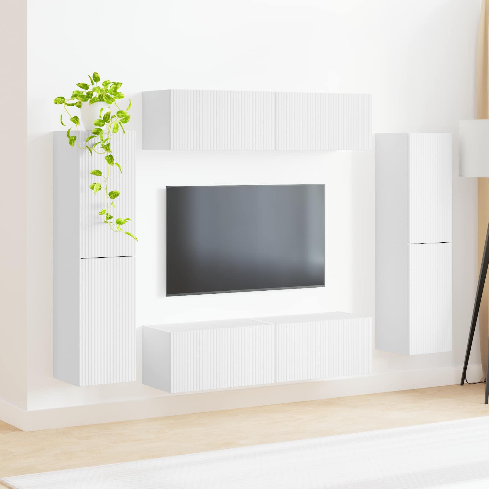 vidaXL Zestaw szafek RTV 8 pcs Biały Materiał drewnopochodny