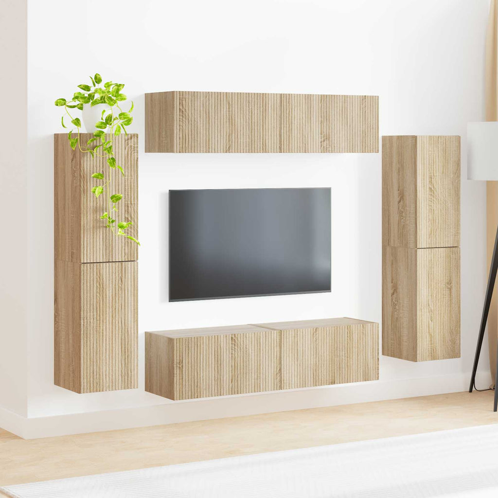 vidaXL Zestaw szafek RTV 8 pcs Dąb Sonoma Materiał drewnopochodny