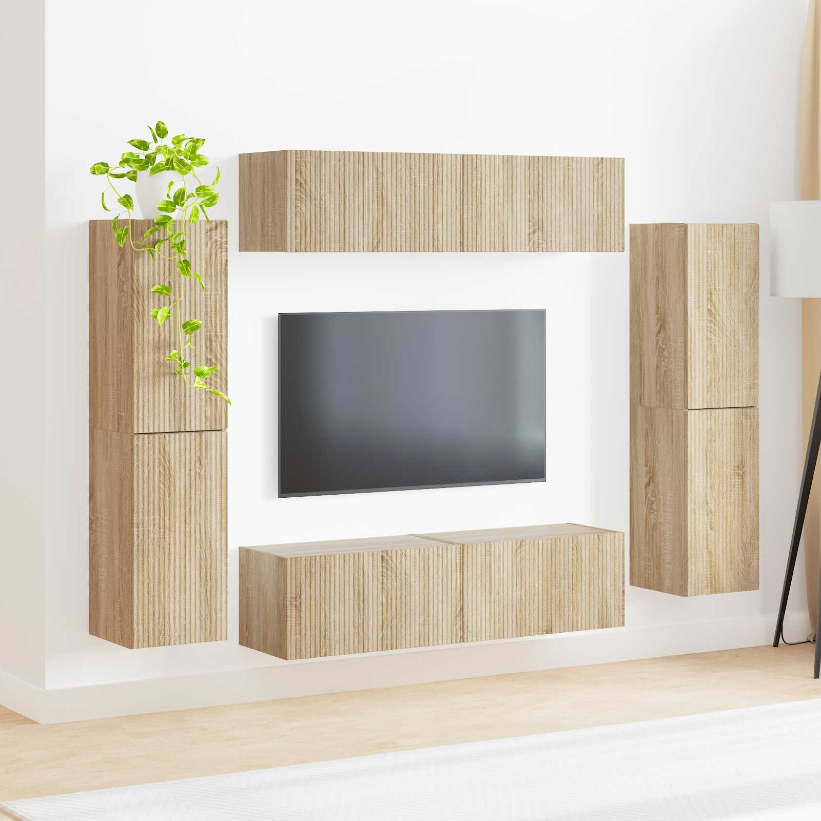 vidaXL Zestaw szafek RTV 8 pcs Dąb Sonoma Materiał drewnopochodny