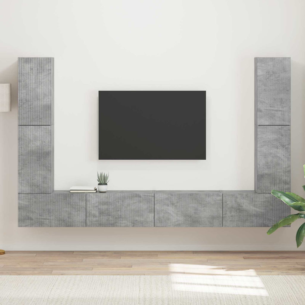 vidaXL Zestaw szafek RTV 8 pcs Betonowy szary Materiał drewnopochodny