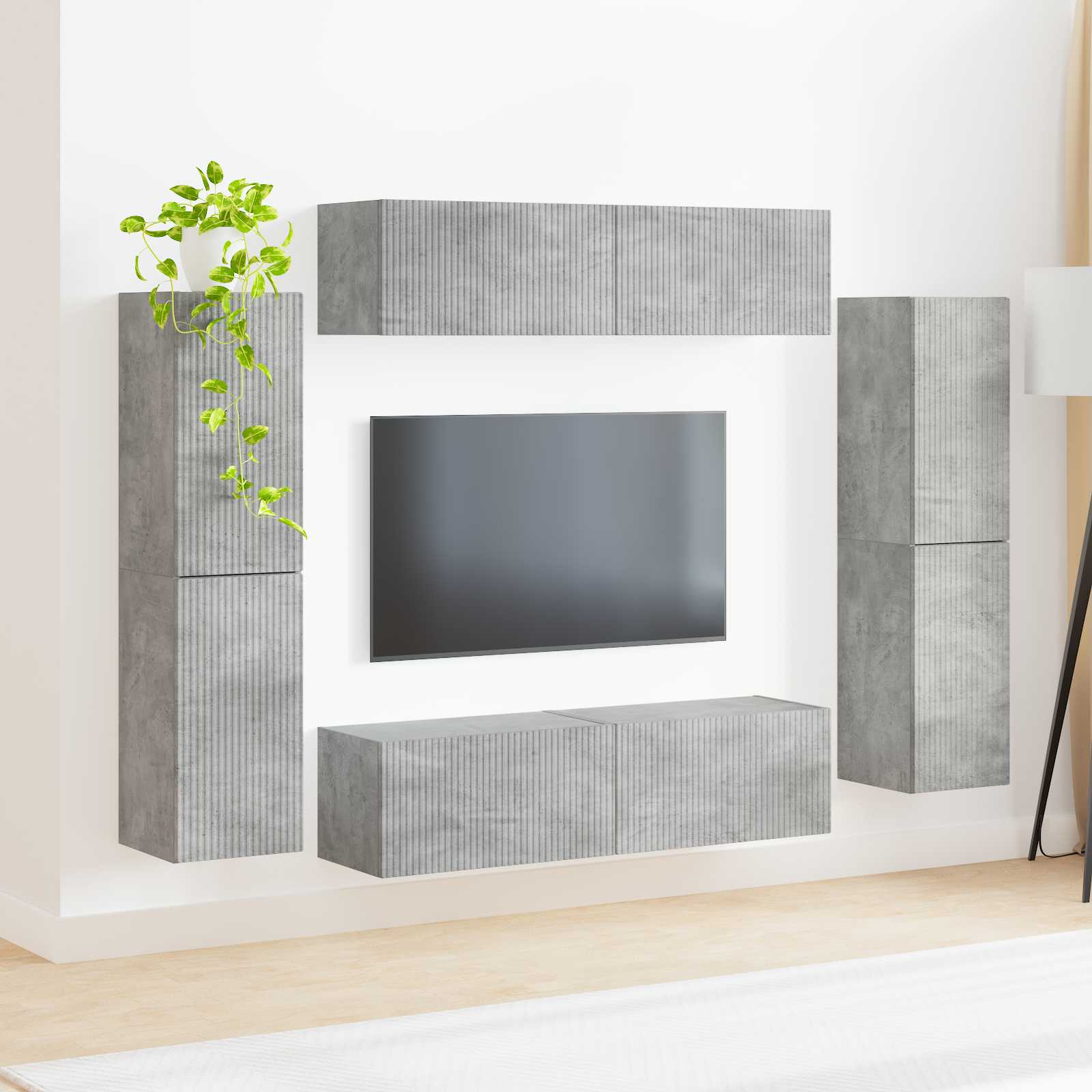 vidaXL Zestaw szafek RTV 8 pcs Betonowy szary Materiał drewnopochodny