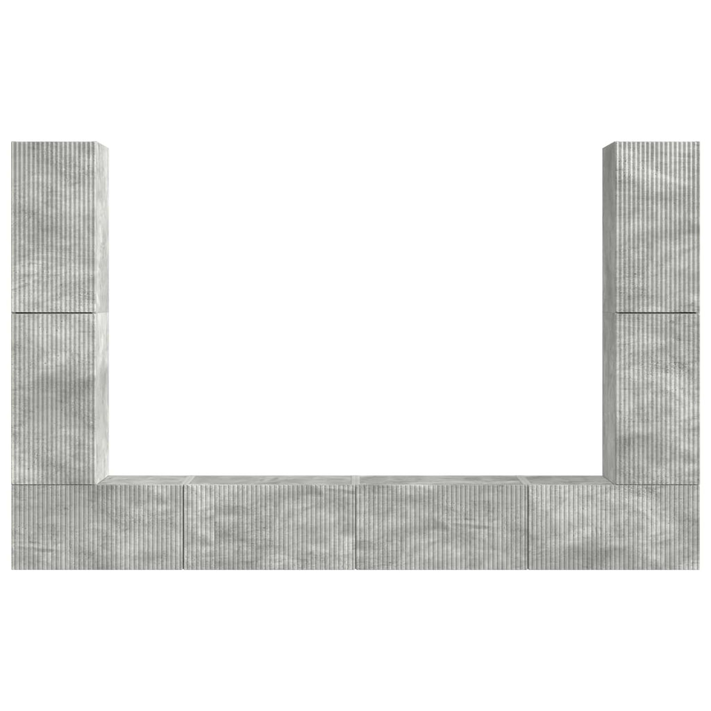 vidaXL Zestaw szafek RTV 8 pcs Betonowy szary Materiał drewnopochodny